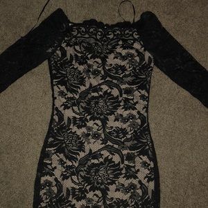 Black Lace Nude Bodycon dress